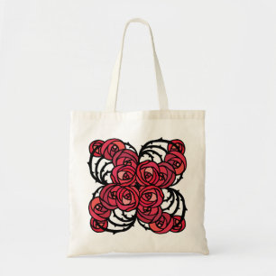 Art Nouveau Floral red and black rose vines design Tote Bag