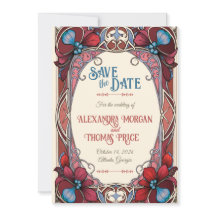 Art Nouveau Floral Save the Date Card 