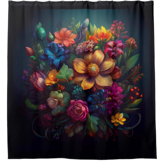 Art Nouveau Floral Shower Curtain (Front)