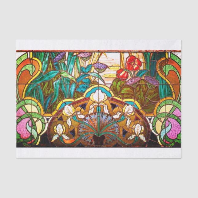 Art nouveau floral stained glass look window  tissue paper (Front)