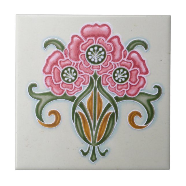 Art Nouveau Floral Tile (Front)