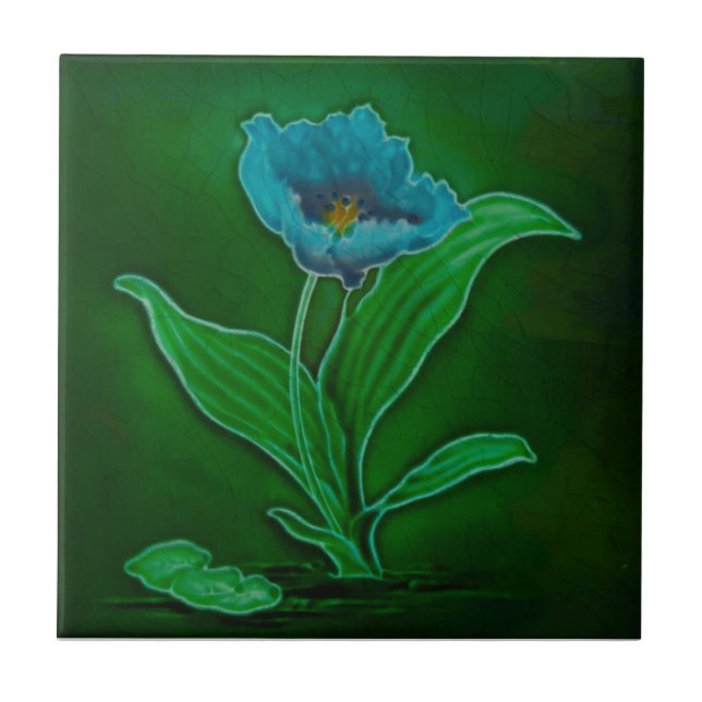 Art Nouveau Floral Tubelined Repro Richards Ceramic Tile (Front)