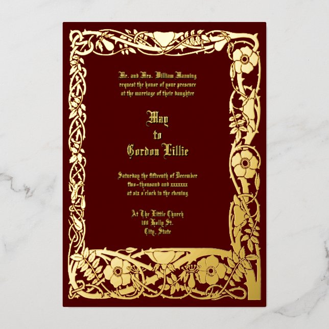 Art Nouveau Floral Vine Border By Lilien Wedding (Front)