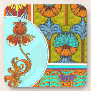 Art nouveau floral vintage flower victorian coaster