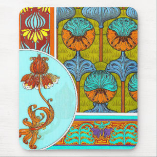 Art nouveau floral vintage flower victorian mouse pad