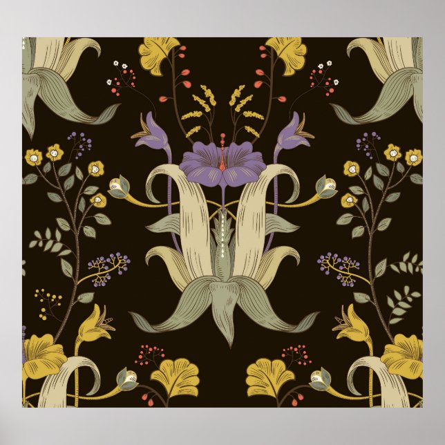 Art Nouveau Floral: Vintage Pattern Poster (Front)