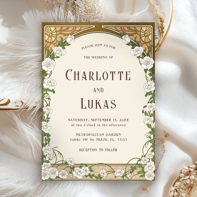 Art Nouveau Floral Vintage Wedding Invitation (Creator Uploaded)