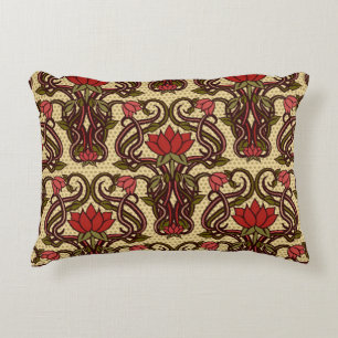 Art Nouveau floral wallpaper. Decorative Cushion