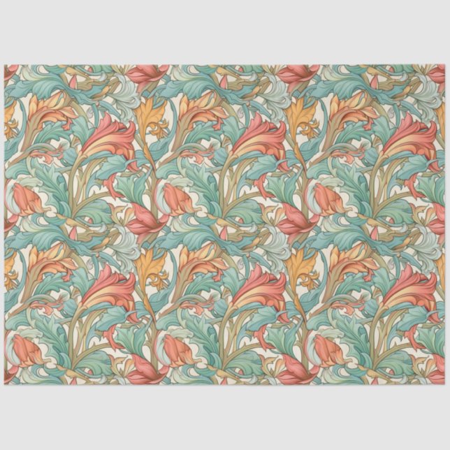 Art Nouveau Floral Wallpaper Design Decoupage Tissue Paper (Front)