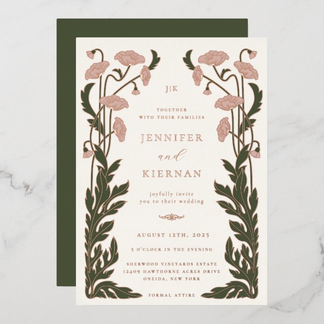 Art Nouveau Floral Wedding (Front/Back)