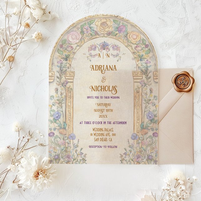 Art Nouveau Floral Wedding Acrylic Invitations (Creator Uploaded)