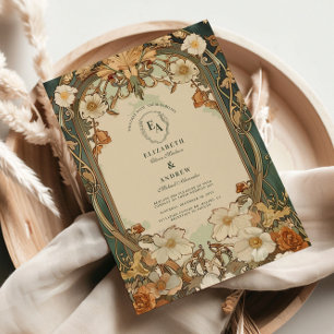 Art Nouveau Floral Wedding Celebration Invitation