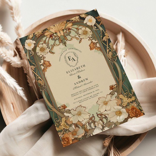 Art Nouveau Floral Wedding Celebration Invitation (Creator Uploaded)