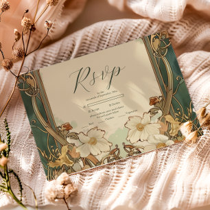 Art Nouveau Floral Wedding Celebration RSVP Card