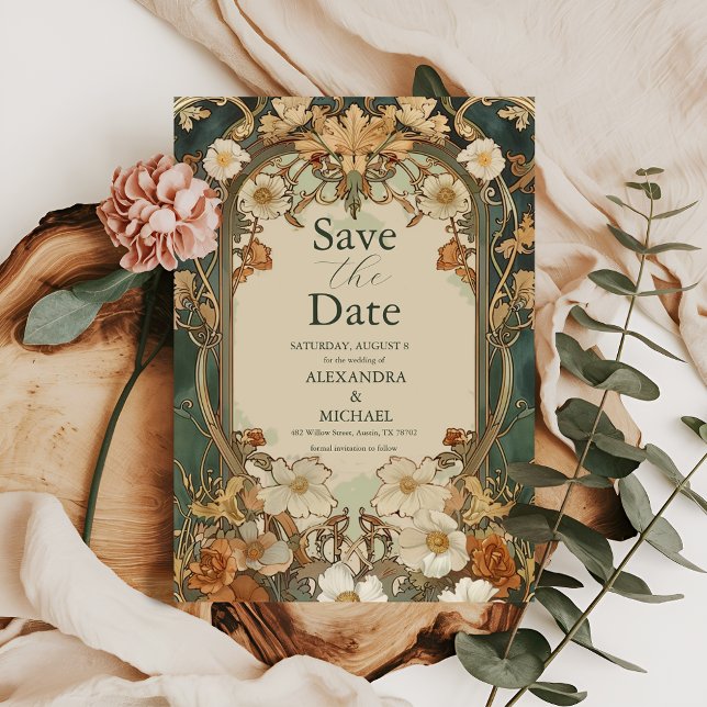 Art Nouveau Floral Wedding Celebration Save The Date (Creator Uploaded)