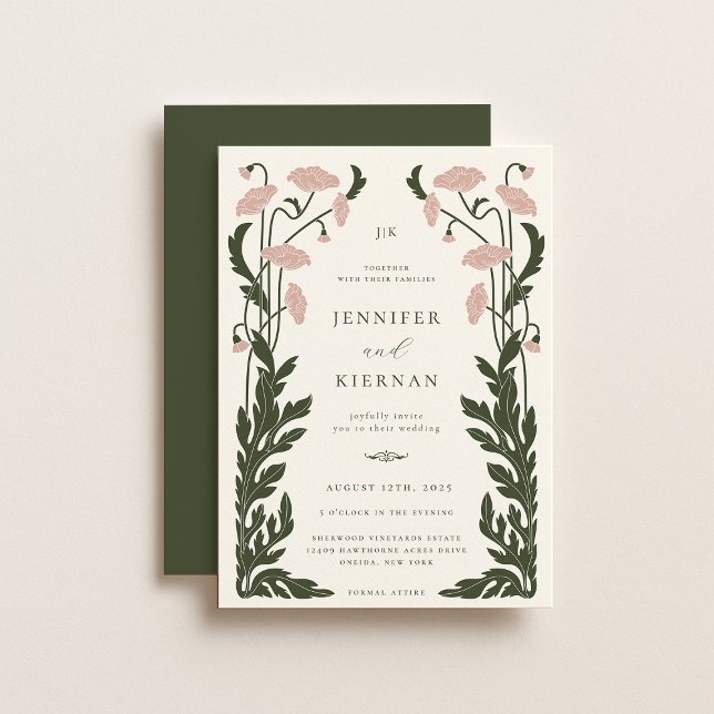 Art Nouveau Floral Wedding Invitation (Creator Uploaded)