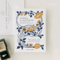 Art Nouveau Floral Wedding Invitation