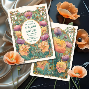 Art Nouveau Floral Wedding Invitation