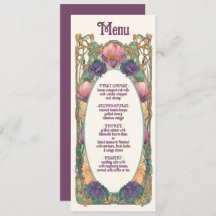 Art Nouveau Floral Wedding Menu