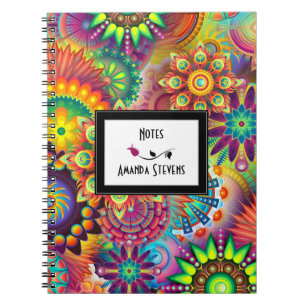 Art Nouveau Flower And Wheels Abstract Notes Notebook