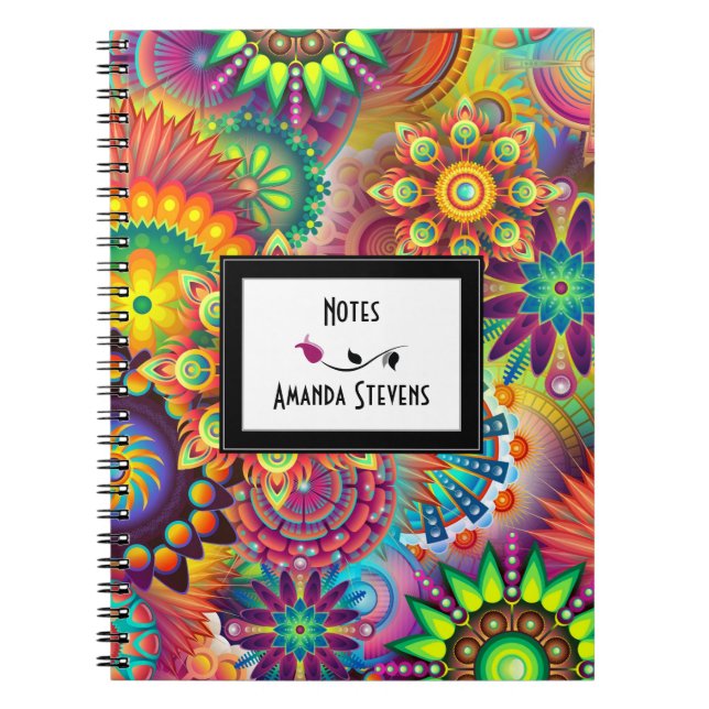Art Nouveau Flower And Wheels Abstract Notes Notebook (Front)