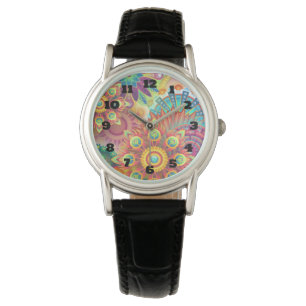 Art Nouveau Flower And Wheels Abstract Watch