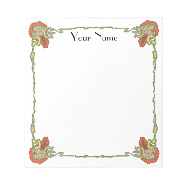 Art Nouveau flower border Notepad (Front)