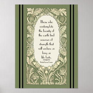 Art Nouveau Flower Floral Border Quote Standard Poster