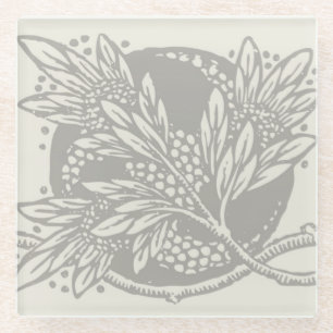 Art Nouveau Flower Floral minimalism Glass Coaster