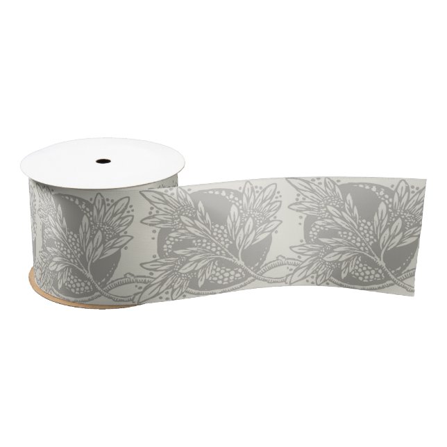 Art Nouveau Flower Floral minimalism Satin Ribbon (Spool)