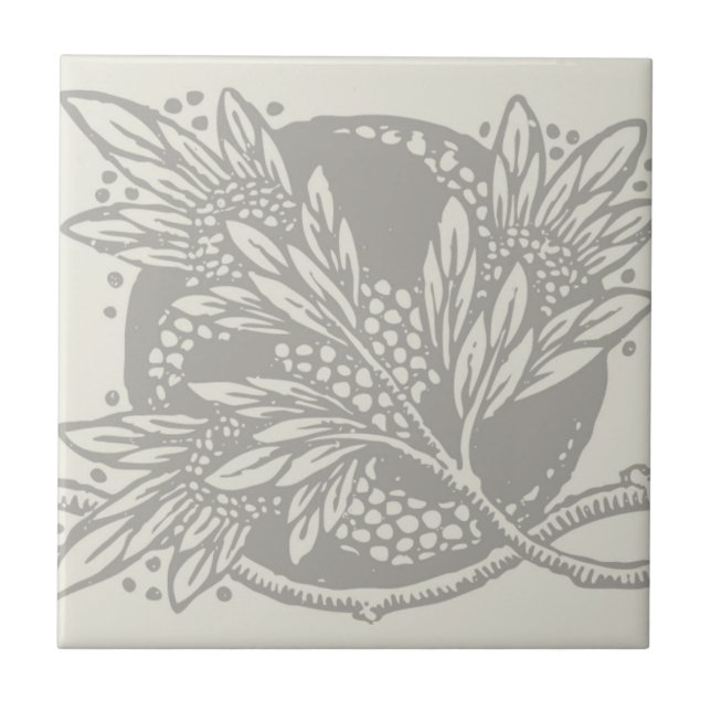 Art Nouveau Flower Floral minimalism Tile (Front)