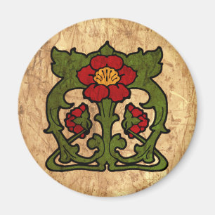 Art Nouveau Flower Motif Magnet