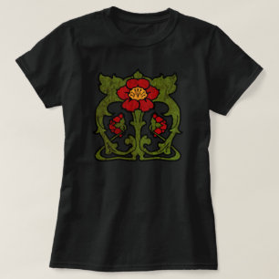 Art Nouveau Flower Motif T-Shirt