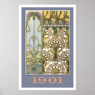 Art nouveau flowers alphonse mucha floral art 1901 poster