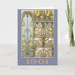 Art nouveau flowers  alphonse mucha floral art card