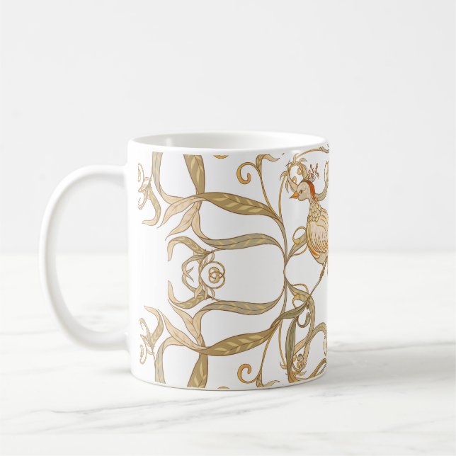 Art Nouveau Flowers Birds Coffee Mug (Left)