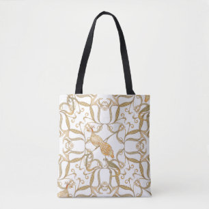 Art Nouveau Flowers Birds Tote Bag