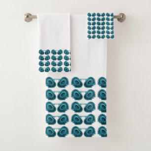 Art Nouveau Flowers in Blue Towel Set