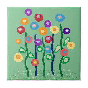 Art nouveau flowers tile