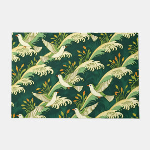 Art Nouveau Flying Bird Pattern Elegant Nature Doormat