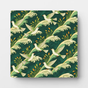 Art Nouveau Flying Bird Pattern Elegant Nature Plaque