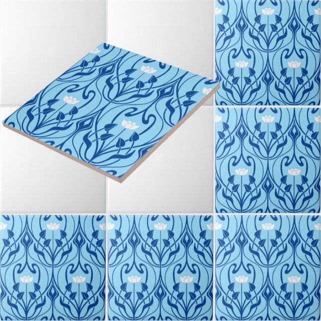 Art Nouveau Foliage & Floral Pattern Ceramic Tile (Creator Uploaded)