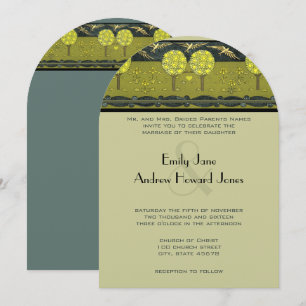 Art Nouveau Forest Vintage Bird Wedding Invites