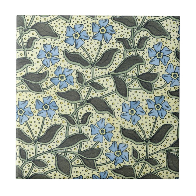Art Nouveau Forget-me-not Tile (Front)