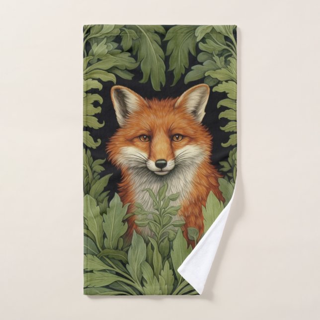 Art nouveau fox in the forest hand towel (Hand Towel)