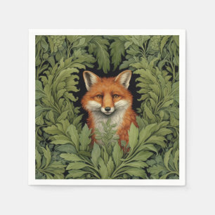 Art nouveau fox in the forest napkin
