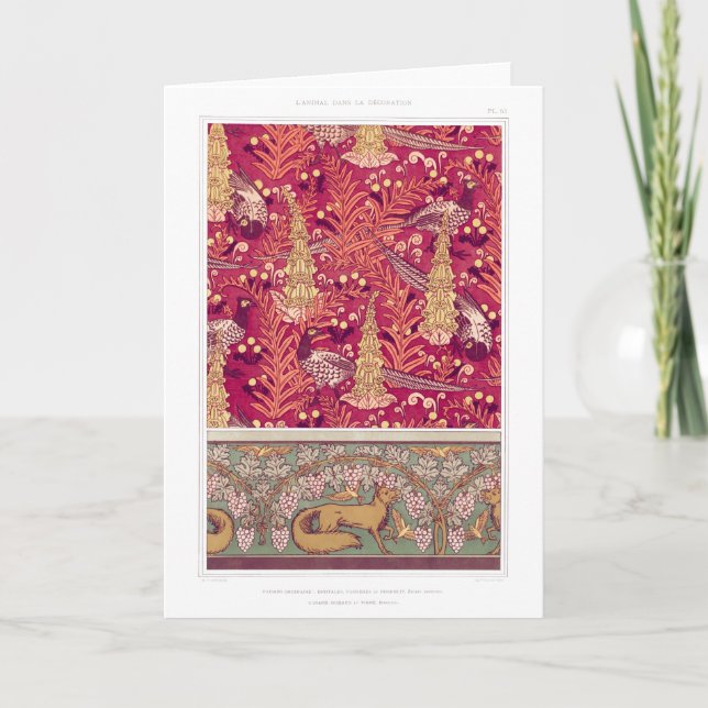 Art nouveau fox pheasant Foxglove verneuil   Card (Front)