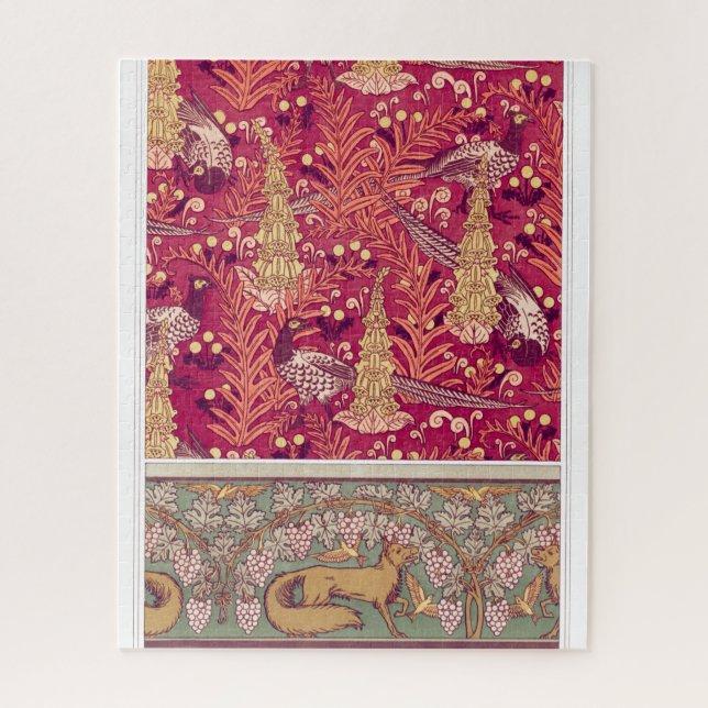 Art nouveau fox pheasant Foxglove verneuil  Jigsaw Puzzle (Vertical)