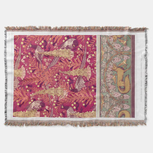 Art nouveau fox pheasant Foxglove verneuil  Throw Blanket