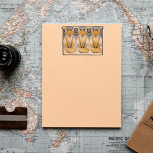 Art Nouveau Foxes Illustration Woodland Wildlife Notepad